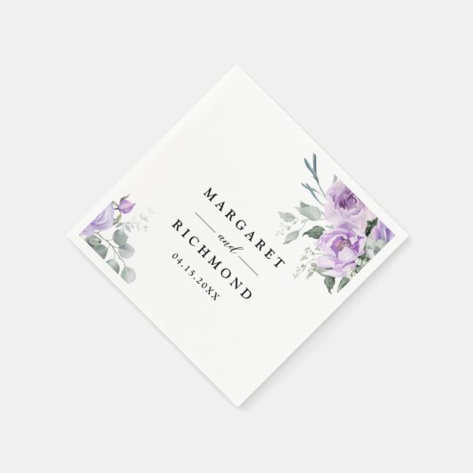Dusty Lila Rustic Floral Wedding Serviette (Ecke)