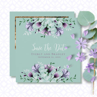 Dusty Lila Sage Green Botanical Save the Date Mitteilungskarte