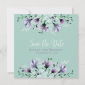 Dusty Lila Sage Green Botanical Save the Date Mitteilungskarte (Vorderseite)