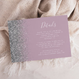 Dusty Lila Silver Glitzer Edge Wedding Details Begleitkarte