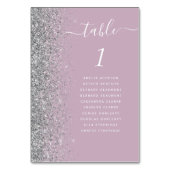 Dusty Lila Silver Glitzer Wedding Tischnummer (Vorderseite)