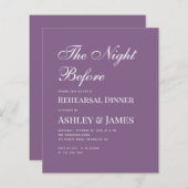 Dusty Lila Simple Probe Dinner Einladung (Vorne/Hinten)