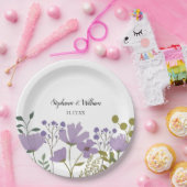 Dusty Lila Spring Floral Wedding Personalisiert Pappteller (Party)