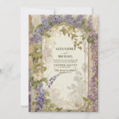 Dusty Lila und Silver Gray Floral Rustic Wedding Einladung (Vorderseite)