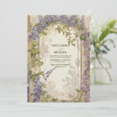 Dusty Lila und Silver Gray Floral Rustic Wedding Einladung (Stehend Vorderseite)