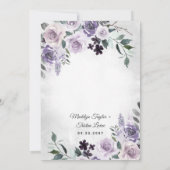 Dusty Lila und Silver Gray Floral Rustic Wedding Einladung (Rückseite)