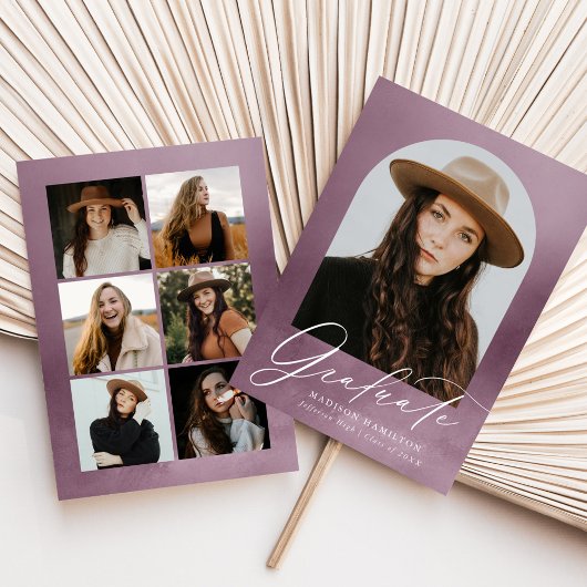 Dusty Lila Watercolor Arch 7 Foto Abschluss Ankündigung