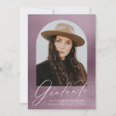 Dusty Lila Watercolor Arch Foto Abschluss Ankündigung (Vorderseite)