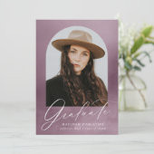 Dusty Lila Watercolor Arch Foto Abschluss Ankündigung (Stehend Vorderseite)