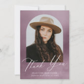 Dusty Lila Watercolor Arch Foto Abschluss Dankeskarte (Vorderseite)