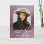 Dusty Lila Watercolor Arch Foto Abschluss Dankeskarte (Vorderseite)