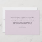 Dusty Lila Watercolor Blume Hochzeit im Garland Dankeskarte (Rückseite)