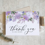 Dusty Lila Watercolor Blume Hochzeit im Garland Dankeskarte<br><div class="desc">Vielen Dank mit dieser femininen und eleganten Blumenkarte. Es verfügt über eine Aquarellgarage mit lila Rose und Bauern mit einem skurrilen Skript. Personalisieren Sie diese,  indem Sie Namen und Nachrichten hinzufügen. Dieses lila Dankeschön-Kartenspiel eignet sich hervorragend für besondere Anlässe wie Hochzeiten und persönliche Karten.</div>