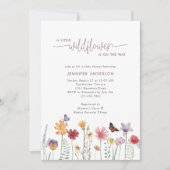 Dusty Lila Watercolor Wildblume Babydusche Einladung (Vorderseite)