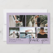 Dusty Lila Wedding Foto Collage Vielen Dank Dankeskarte (Vorderseite)