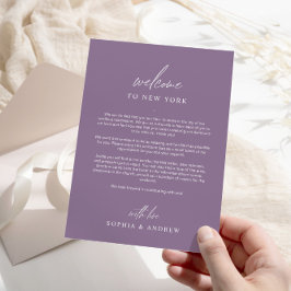 Dusty Lila Welcome Itinerary Dankeschön Card Einladung