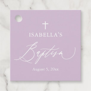 Dusty Lila White Cross Girl Baptisse Tag Geschenkanhänger