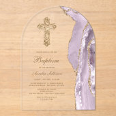 Dusty Lilac Agate Baptism Acryleinladungen (Vorderseite)