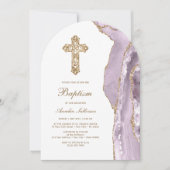 Dusty Lilac Agate Baptism Einladung (Vorderseite)