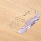 Dusty Lilac Agate First Communion Acryleinladungen (Ablage )