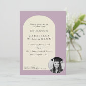 Dusty Lilac Bold Shapes Foto Graduation Party Einladung (Stehend Vorderseite)