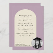 Dusty Lilac Bold Shapes Foto Graduation Party Einladung (Vorne/Hinten)