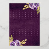 Dusty Lilac Floral Dress Charro Quinceanera Gold Folieneinladung (Rückseite)