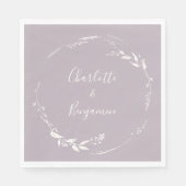 Dusty Lilac Floral Wreath Calligraphy Personalisie Serviette (Vorderseite)