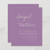 Dusty Lilac Lila Minimalistische Handschrift Hochz (Vorne/Hinten)