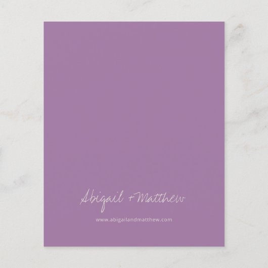 Dusty Lilac Lila Minimalistische Handschrift Hochz (Rückseite)