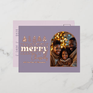 Dusty Lilac & Mauve Mist Weihnachts-Foto Folien Feiertagspostkarte