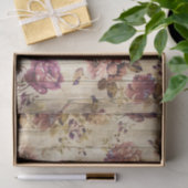 Dusty Lilac Pink Blume Light Beige Holzplanks Seidenpapier (Geschenk)