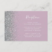 Dusty Lilac Silver Glitzer Hochzeitsempfang Begleitkarte (Vorderseite)