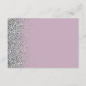 Dusty Lilac Silver Glitzer Hochzeitsempfang Begleitkarte (Rückseite)