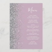 Dusty Lilac Silver Glitzer Wedding Menükarte (Vorderseite)
