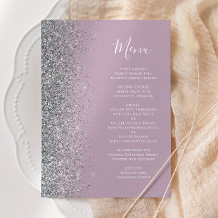 Dusty Lilac Silver Glitzer Wedding Menükarte