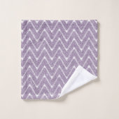 Dusty Lilac Zickzack Pattern Badhandtuch Set (Waschlappen)