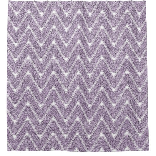 Dusty Lilac Zickzack Pattern Duschvorhang (Vorderseite)