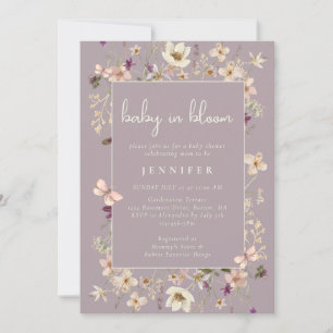 Dusty Mauve Baby in Bloom Wildblume Babydusche Einladung