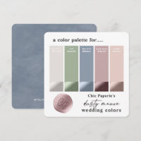 Dusty Mauve & Blue 2022 Wedding Color Palette Card