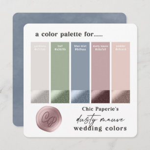 Dusty Mauve & Blue 2022 Wedding Color Palette Card Einladung