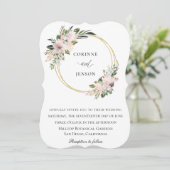 Dusty Mauve Botanical Gold Hoop Wedding Einladung (Stehend Vorderseite)