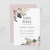 Dusty Mauve Botanical Save the Date Ankündigung (Vorne/Hinten)