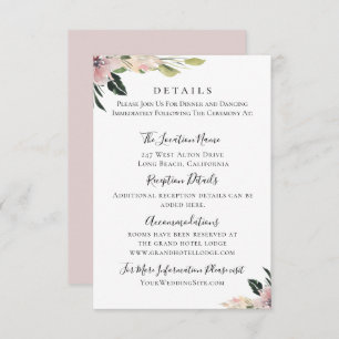 Dusty Mauve Botanical Wedding Details Einladung