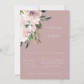 Dusty Mauve Botanical Wedding Einladung (Vorderseite)