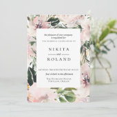 Dusty Mauve Botanical Wedding Einladung (Stehend Vorderseite)