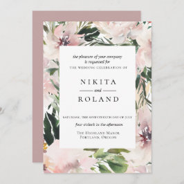 Dusty Mauve Botanical Wedding Einladung