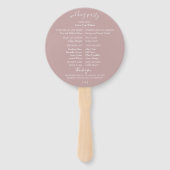 Dusty Mauve Botanical Wedding Program Hand Fans Fächer (Rückseite)