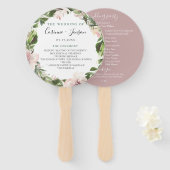 Dusty Mauve Botanical Wedding Program Hand Fans Fächer (Vorne und Hinten)
