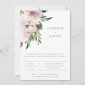 Dusty Mauve Botanical Wedding Reception Einladung (Vorderseite)